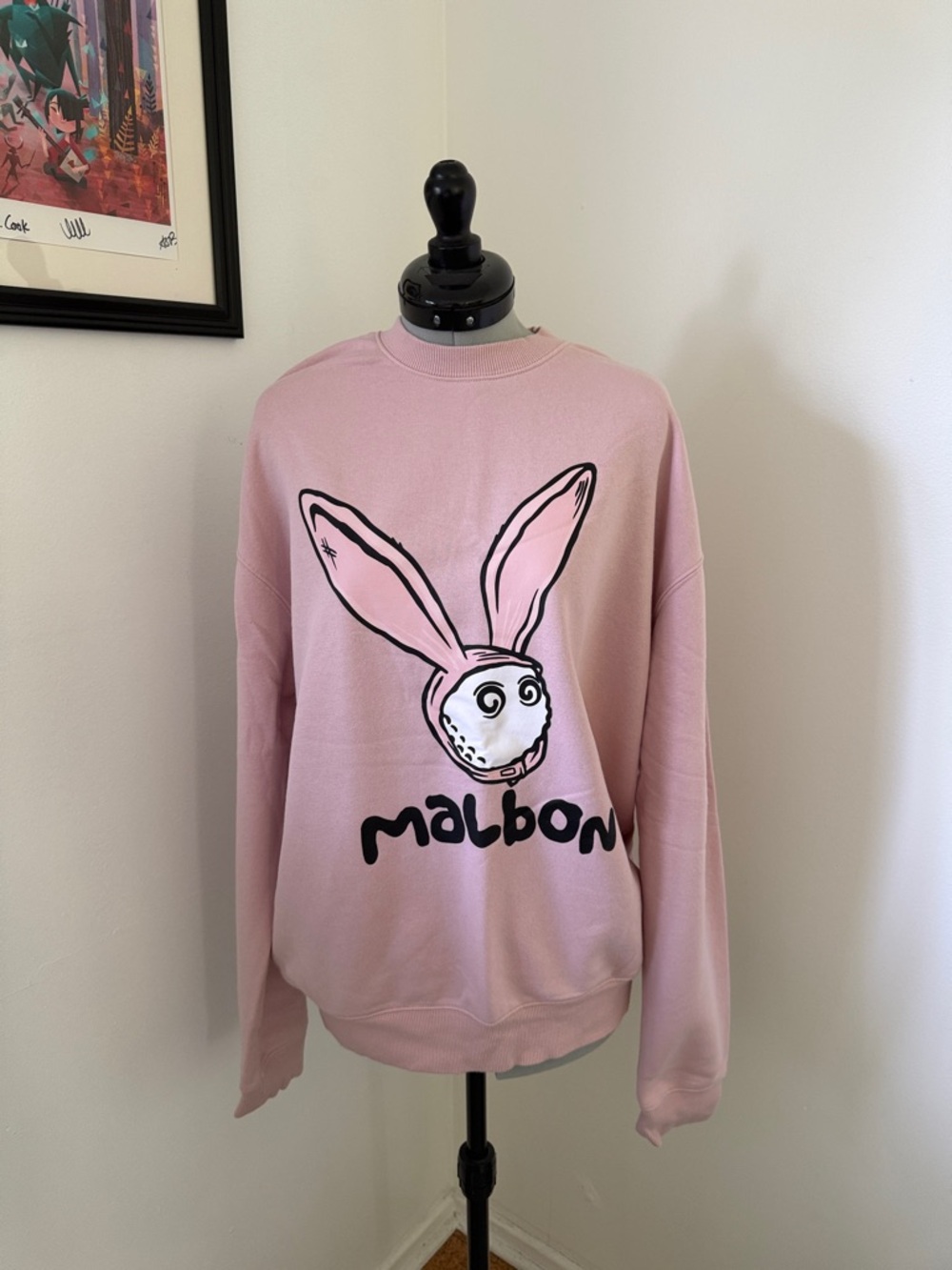 Malbon Pink Bunny Logo Crewneck Sweatshirt